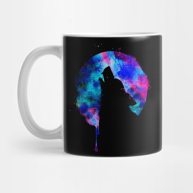 Howling Wolf Moon Space Galaxy Drips Hipster Trend Gift by CheesyB